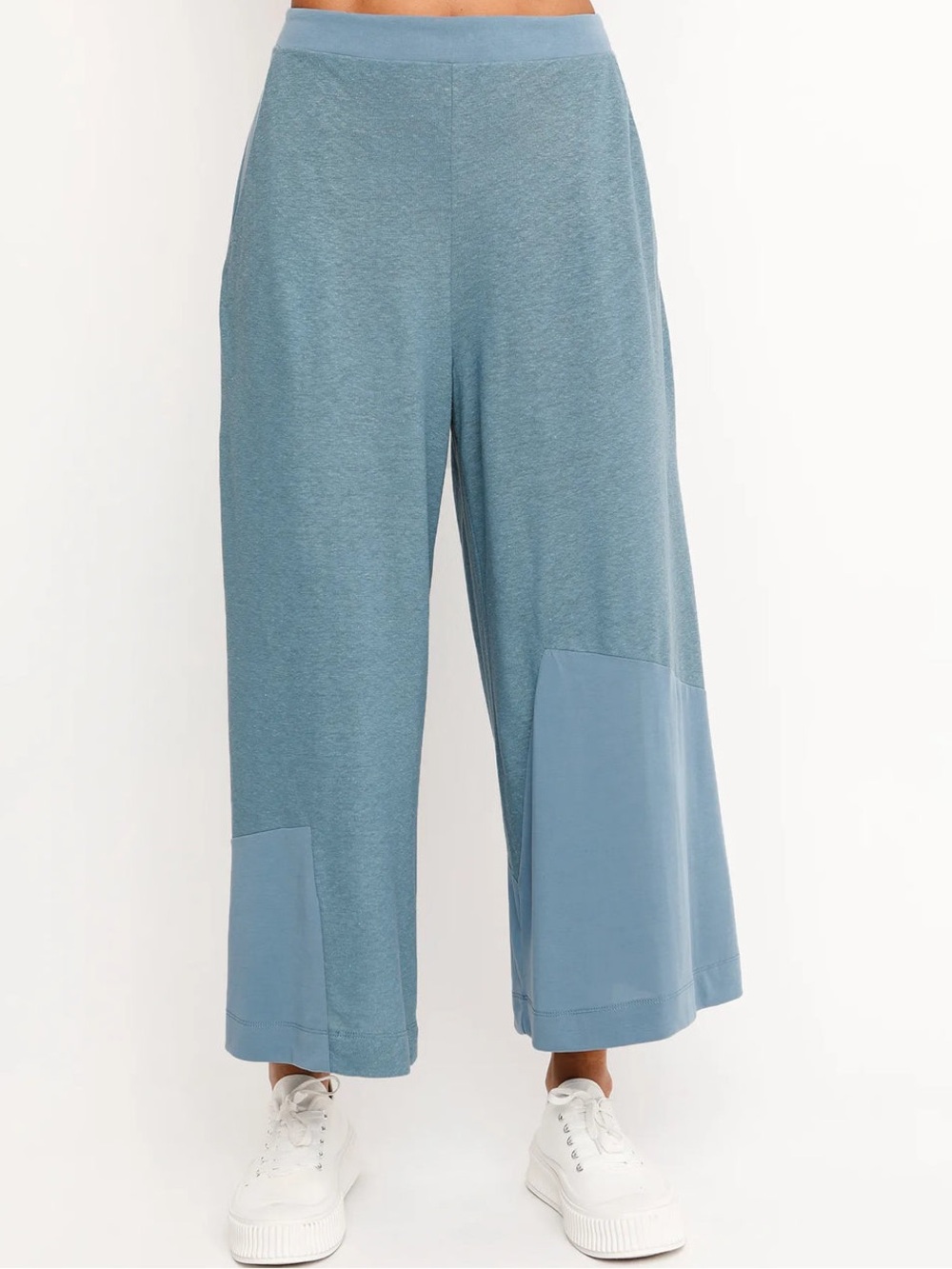 OZAI N KU Cropped Wide Leg Pants Women’s L Blue Azure Comfy Lightweight *READ